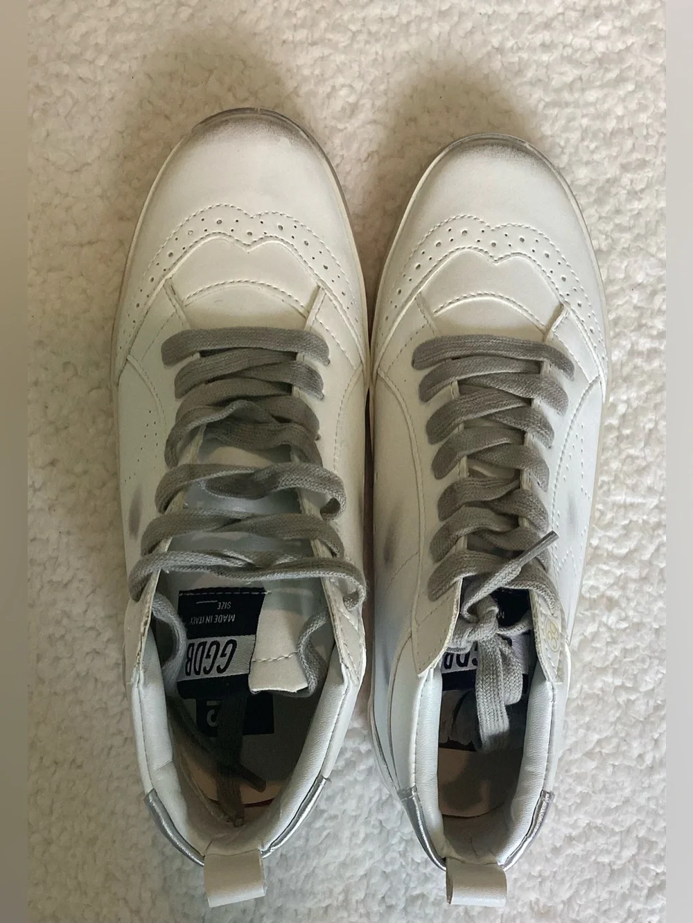 Golden Goose Mid Star Sneakers Womens  EU 39 White Silver Distressed Luxury